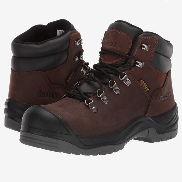 Rocky 5” Work Smart Composite Toe Hiker Boots Brown Leather NWT Women’s Size 10 - Picture 1 of 8
